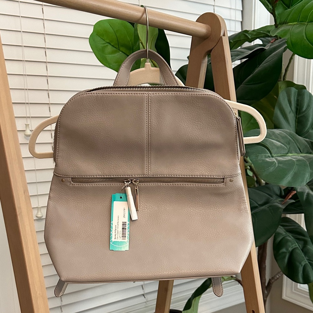 Elegant Backpack Purse - Dara Zipper Detail in Light Gray by Market & Spruce